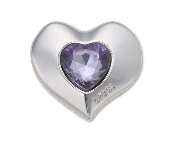 Crocs JIBBITZ™ CHARM Silver and Purple SMT Gem Heart