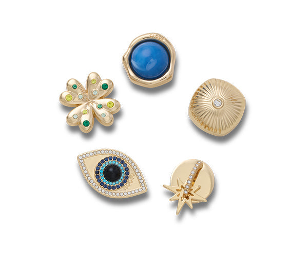 Crocs JIBBITZ™ CHARM Gold SMT Gem Mystic 5 Pack