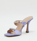 Metallic Gem-Encrusted Heeled Sandals Purple