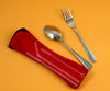 1NOM Portable Spoon & Fork Cutlery Set with Cloth Bag - Red