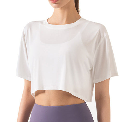 Activa Women Modal-Blend Short-Sleeved Cropped Shirt YJDS67LU