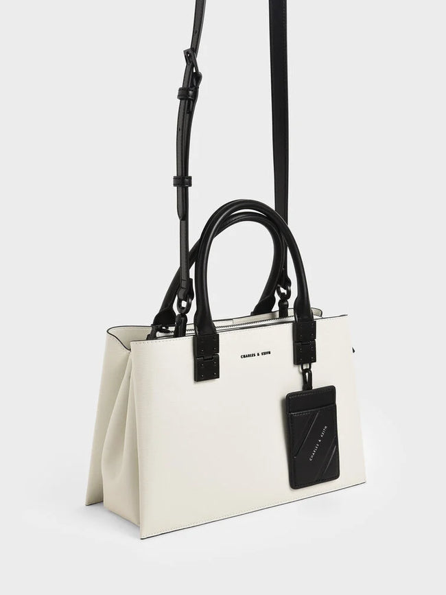 Cameron Double Top Handle Bag_White