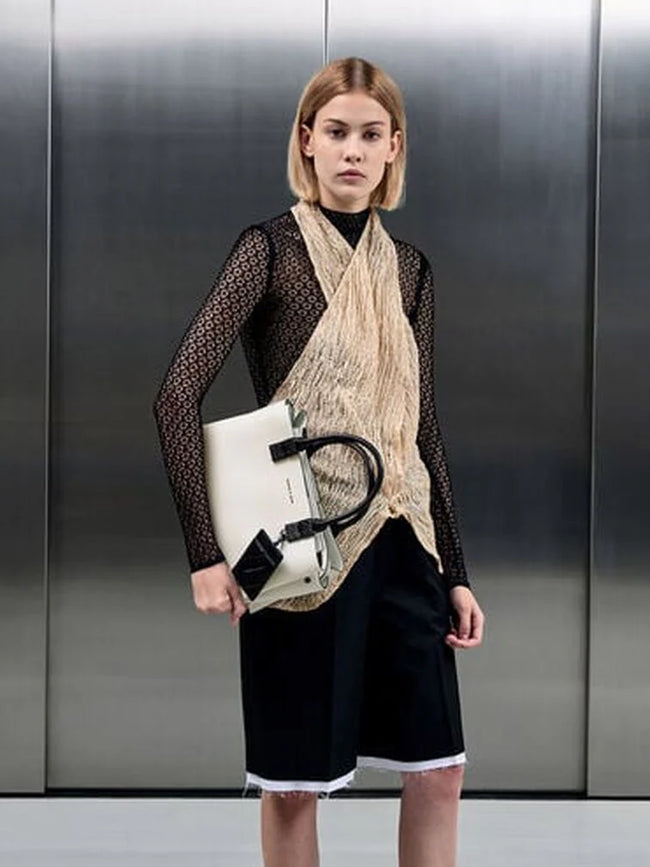 Cameron Double Top Handle Bag_White