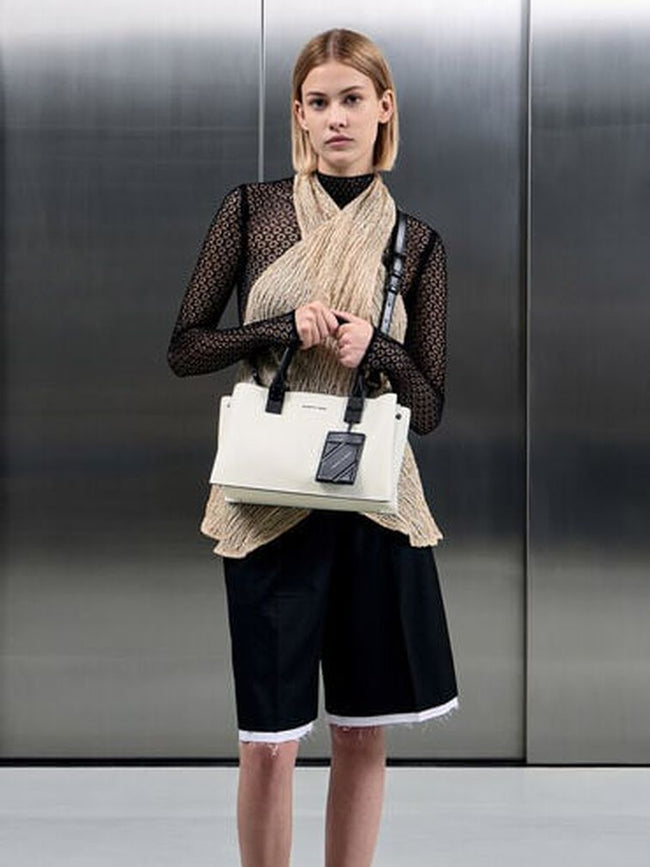 Cameron Double Top Handle Bag_White