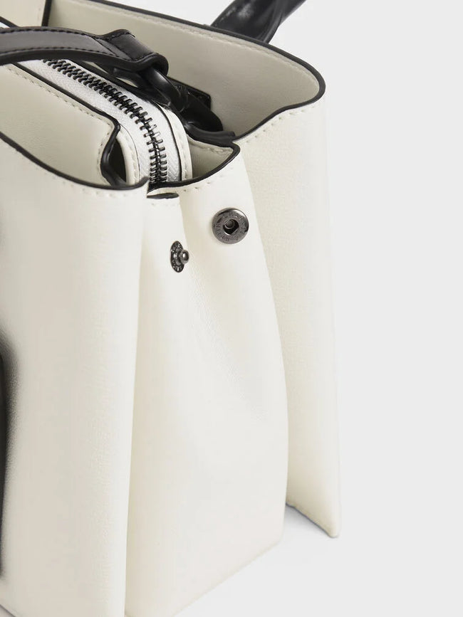 Cameron Double Top Handle Bag_White