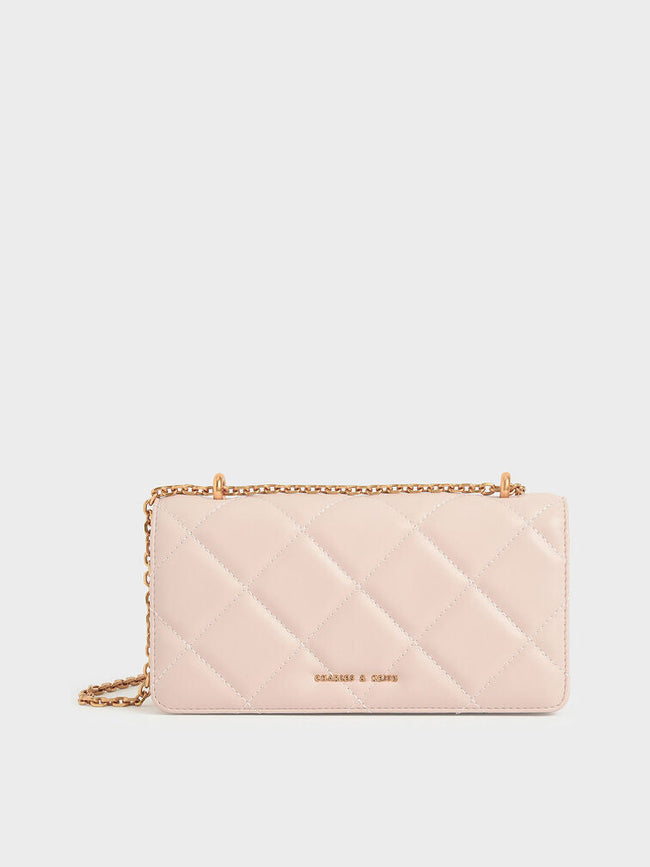 Paffuto Chain Handle Quilted Long Wallet _Light Pink