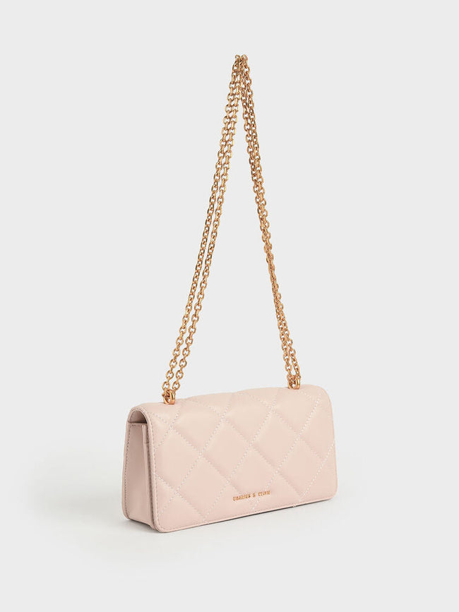 Paffuto Chain Handle Quilted Long Wallet _Light Pink