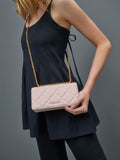 Paffuto Chain Handle Quilted Long Wallet _Light Pink
