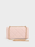 CHARLES & KEITH Women Paffuto Chain Handle Quilted Long Wallet _Soft Pink