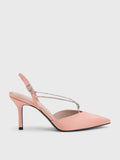 CHARLES & KEITH Adel Recycled Polyester Gem-Strap Slingback Ballerina Pumps  Blush