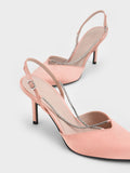 CHARLES & KEITH Adel Recycled Polyester Gem-Strap Slingback Ballerina Pumps  Blush