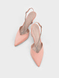 CHARLES & KEITH Adel Recycled Polyester Gem-Strap Slingback Ballerina Pumps  Blush