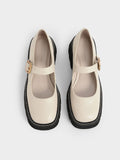 CHARLES & KEITH Metallic Buckle Mary Janes Chalk