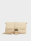 CHARLES & KEITH Aspen Metallic Belt Buckle Shoulder Bag Beige