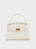 CHARLES & KEITH Aubrielle Metallic-Buckle Top Handle Bag_Cream