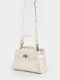 CHARLES & KEITH Aubrielle Metallic-Buckle Top Handle Bag_Cream