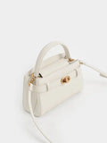 CHARLES & KEITH Aubrielle Metallic-Buckle Top Handle Bag_Cream