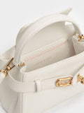 CHARLES & KEITH Aubrielle Metallic-Buckle Top Handle Bag_Cream