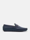 PEDRO Embossed Leather Driving Shoes - Navy