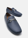 PEDRO Embossed Leather Driving Shoes - Navy