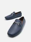 PEDRO Embossed Leather Driving Shoes - Navy