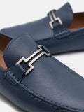 PEDRO Embossed Leather Driving Shoes - Navy