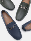 PEDRO Embossed Leather Driving Shoes - Navy