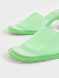 Madison Clear Sculptural Heel Mules Green