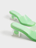 Madison Clear Sculptural Heel Mules Green