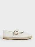 CHARLES & KEITH Buckled Espadrille Flats  White