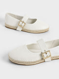 CHARLES & KEITH Buckled Espadrille Flats  White