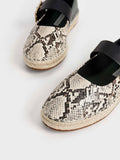 Buckled Espadrille Flats Animal Print Natural