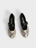 Buckled Espadrille Flats Animal Print Natural