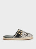 CHARLES & KEITH Buckled Espadrille Mules  Animal Print Natural