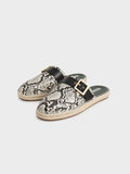 CHARLES & KEITH Buckled Espadrille Mules  Animal Print Natural