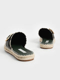 CHARLES & KEITH Buckled Espadrille Mules  Animal Print Natural