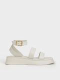 CHARLES & KEITH Square Toe Ankle-Strap Sandals Chalk