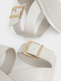 CHARLES & KEITH Square Toe Ankle-Strap Sandals Chalk