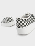 CHARLES & KEITH Skye Checkered Canvas & Cotton Sneakers Dark Green