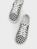 CHARLES & KEITH Skye Checkered Canvas & Cotton Sneakers Dark Green