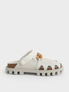 CHARLES & KEITH Brighton Chunky Chain-Link Flat Mules White