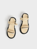 CHARLES & KEITH Chain-Link Contrast-Trim Sandals  Chalk