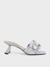 CHARLES & KEITH Blythe Bead-Embellished Satin Mules Silver