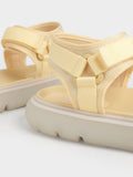 CHARLES & KEITH Recycled Polyester Velcro-Strap Sports Sandals  Yellow