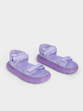 CHARLES & KEITH Recycled Polyester Velcro-Strap Sports Sandals  Lilac