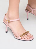 CHARLES & KEITH Chain Link Heeled Sandals Light Pink