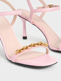 CHARLES & KEITH Chain Link Heeled Sandals Light Pink