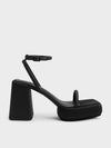 CHARLES & KEITH Lucile Satin Platform Sandals Black