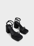 CHARLES & KEITH Lucile Satin Platform Sandals Black