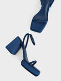 CHARLES & KEITH Lucile Satin Platform Sandals Dark Blue